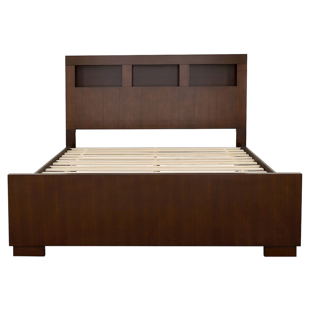 Jessica 4-piece Queen Bedroom Set by Start2Finish in cappuccino finish, includes bed frame, dresser, nightstands, and mirror