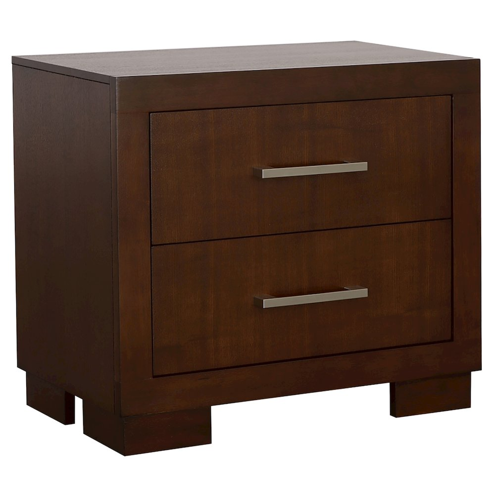 Jessica 4-piece Queen Bedroom Set in cappuccino finish, including bed frame, dresser, nightstands, and mirror from Start2Finish.