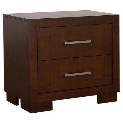Jessica 4-piece Queen Bedroom Set in cappuccino finish, including bed frame, dresser, nightstands, and mirror from Start2Finish.