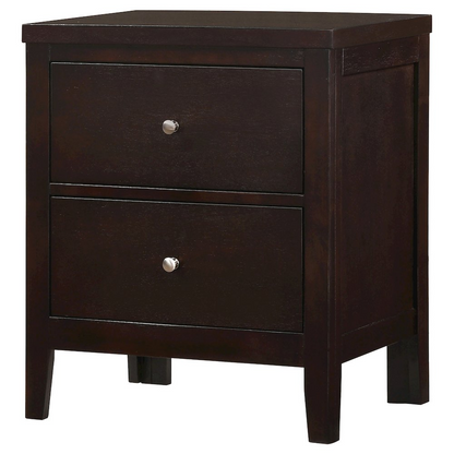 Start2Finish Carlton 2-drawer nightstand in cappuccino finish, showing wooden furniture with two drawers and sleek design.