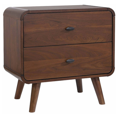 Dark walnut Robyn 2-drawer nightstand by Start2Finish showing smooth wood finish and sleek modern design.