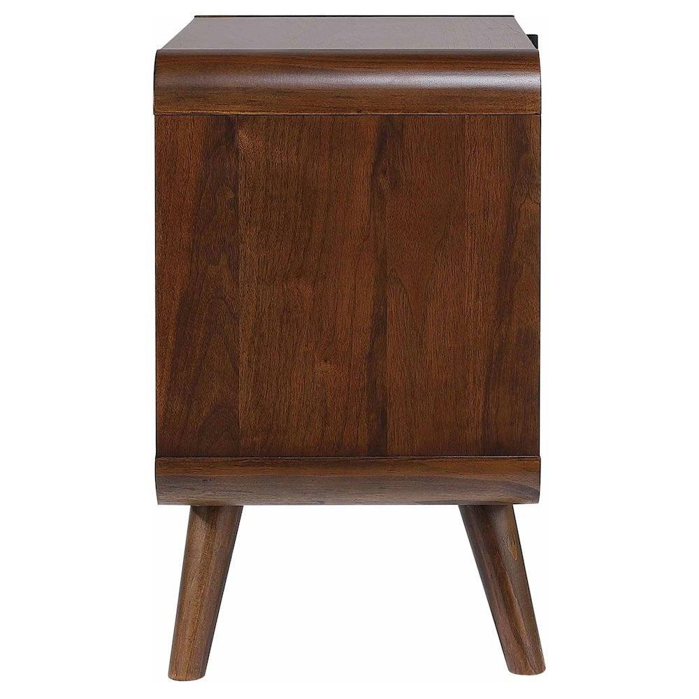 Robyn dark walnut 2-drawer nightstand by Start2Finish showing sleek wood finish and modern drawer handles.