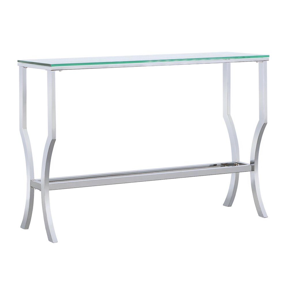 Start2Finish Saide rectangular glass top entryway console table with chrome finish, featuring a sleek modern design and sturdy frame.