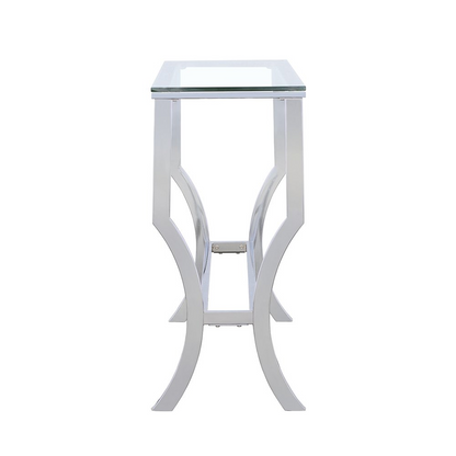 Start2Finish Saide rectangular glass top entryway console table with chrome finish, featuring a sleek modern design and spacious surface.