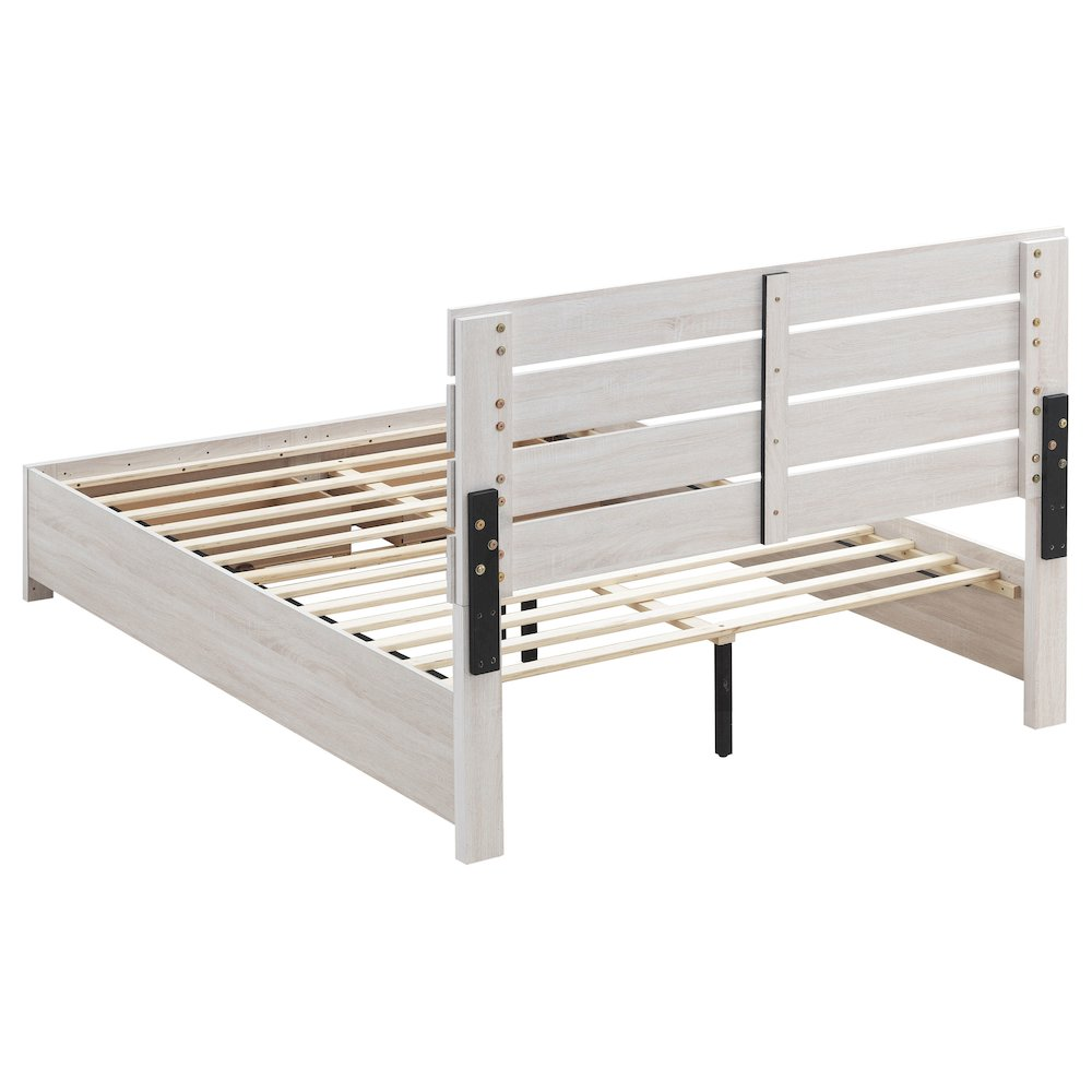 Coastal white Brantford Wood Queen Storage Panel Bed by Start2Finish, showing the headboard and clean wood finish.