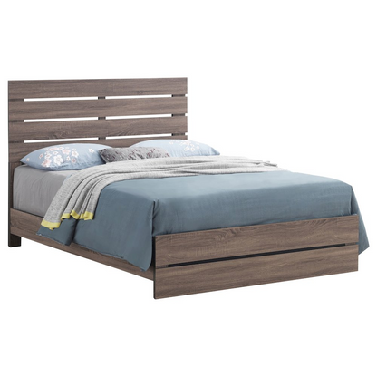 Start2Finish Brantford Wood Queen Panel Bed in Barrel Oak with a classic panel design and rich wood finish.