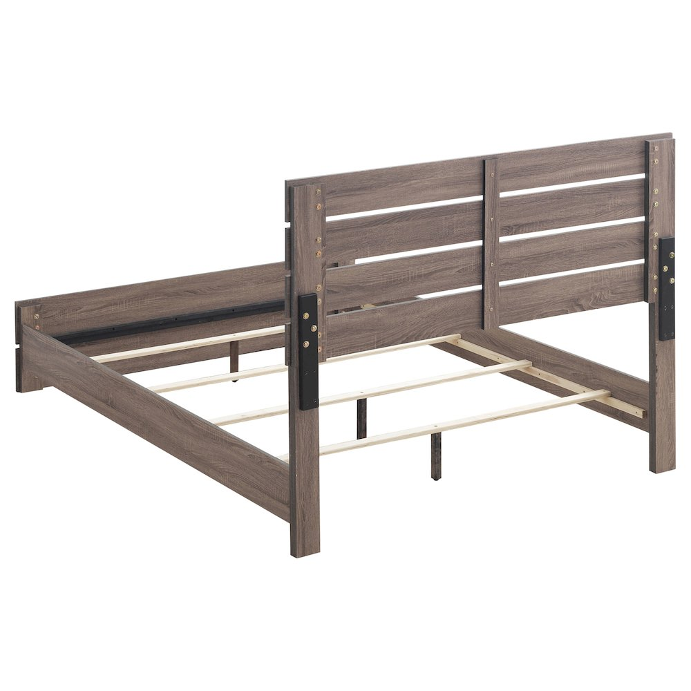 Start2Finish Brantford Wood Queen Panel Bed in Barrel Oak with a classic design and sturdy wooden frame.