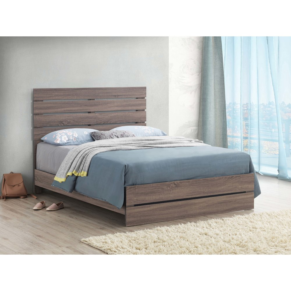 Start2Finish Brantford Wood Queen Panel Bed in Barrel Oak with a classic wood finish and elegant panel design.