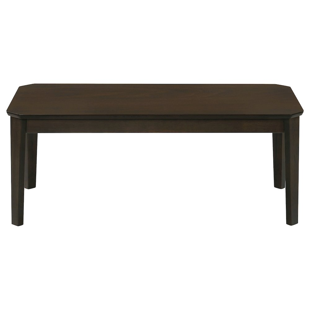 Start2Finish Amaro 3-piece dark brown coffee and end table set, showing sleek wooden surfaces and modern design.