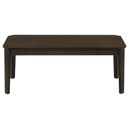 Start2Finish Amaro 3-piece dark brown coffee and end table set, showing sleek wooden surfaces and modern design.