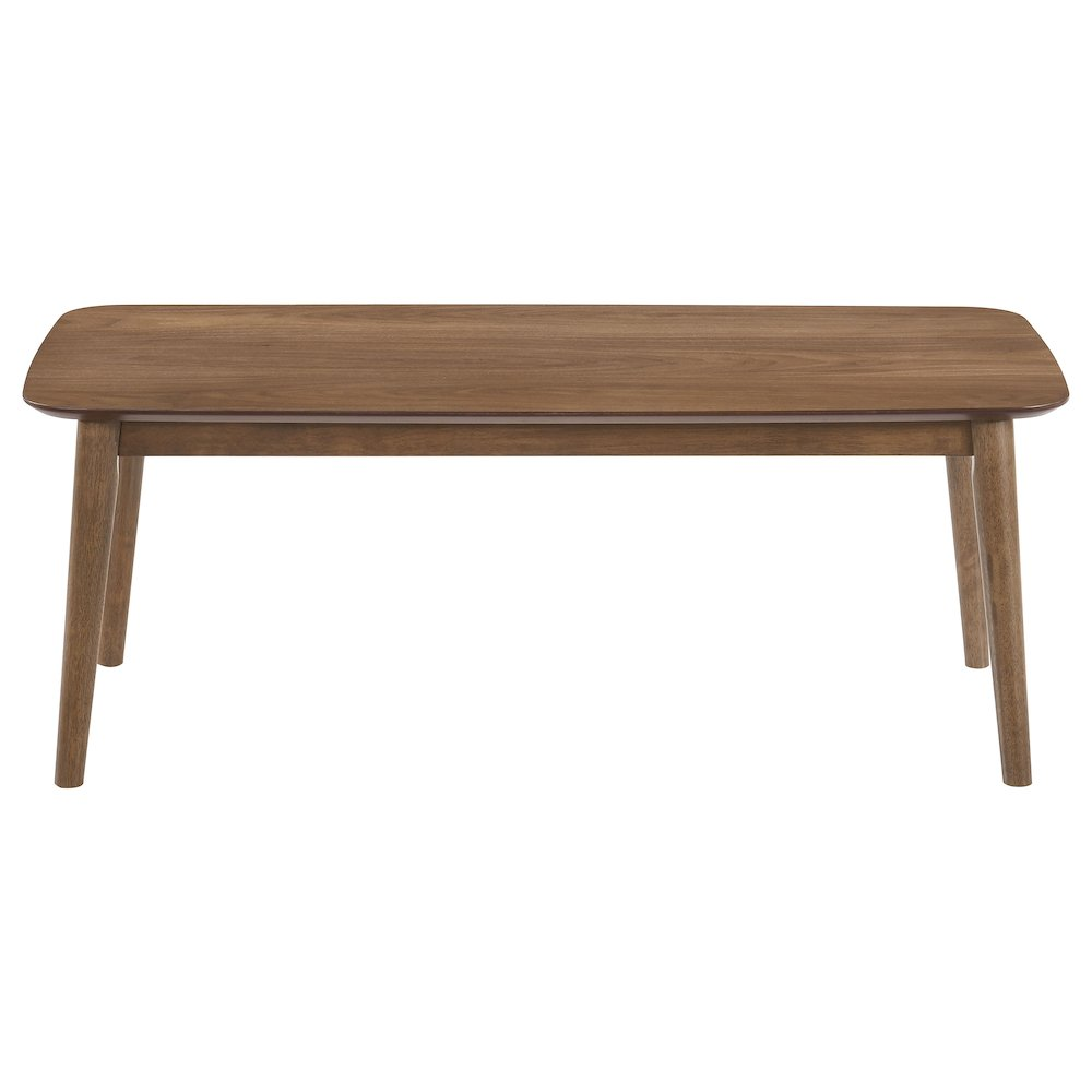 Start2Finish Radley 3-piece rectangular coffee table set in natural walnut with sleek modern design, showcasing smooth wooden surfaces.