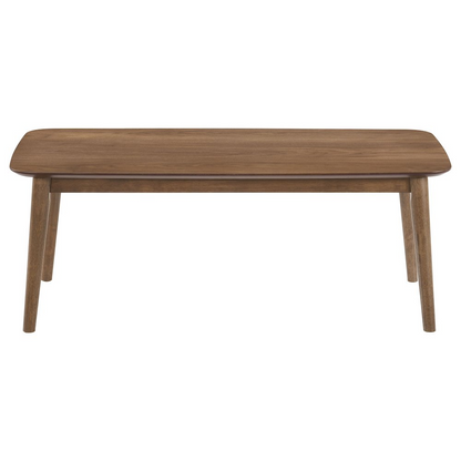 Start2Finish Radley 3-piece rectangular coffee table set in natural walnut with sleek modern design, showcasing smooth wooden surfaces.