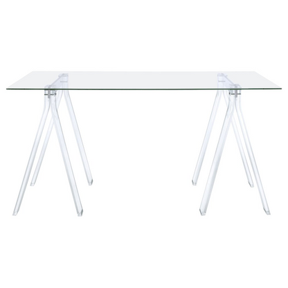 Start2Finish Amaturo 59-inch glass top acrylic writing desk with sleek clear surface and modern furniture design.