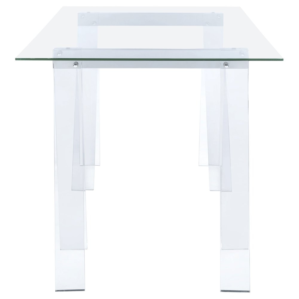 Start2Finish Amaturo 59-inch glass top acrylic writing desk with clear modern design, featuring a sleek, transparent surface for stylish workspace.