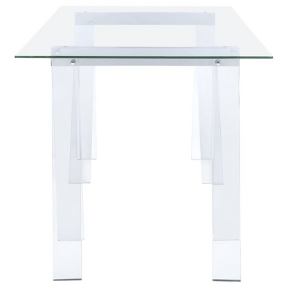Start2Finish Amaturo 59-inch glass top acrylic writing desk with clear modern design, featuring a sleek, transparent surface for stylish workspace.