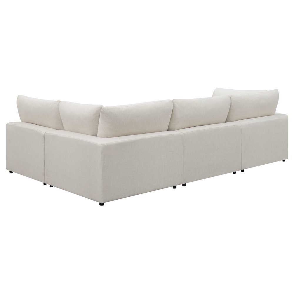 Beige Serene 4-piece upholstered modular sectional sofa from Start2Finish, showing its plush cushions and modern design.