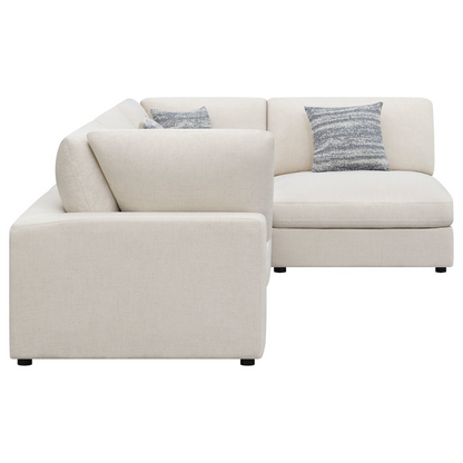 Beige Serene 4-piece upholstered modular sectional sofa by Start2Finish, showing plush cushions and modern furniture design.