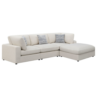 Beige Serene 4-piece upholstered modular sectional sofa by Start2Finish, showing plush cushions and modern furniture design.