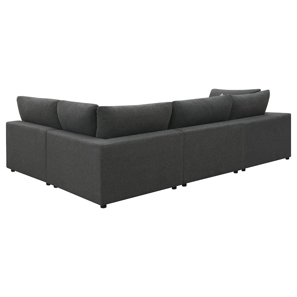 Charcoal upholstered 4-piece modular sectional sofa by Start2Finish showing plush cushions and modern furniture design.