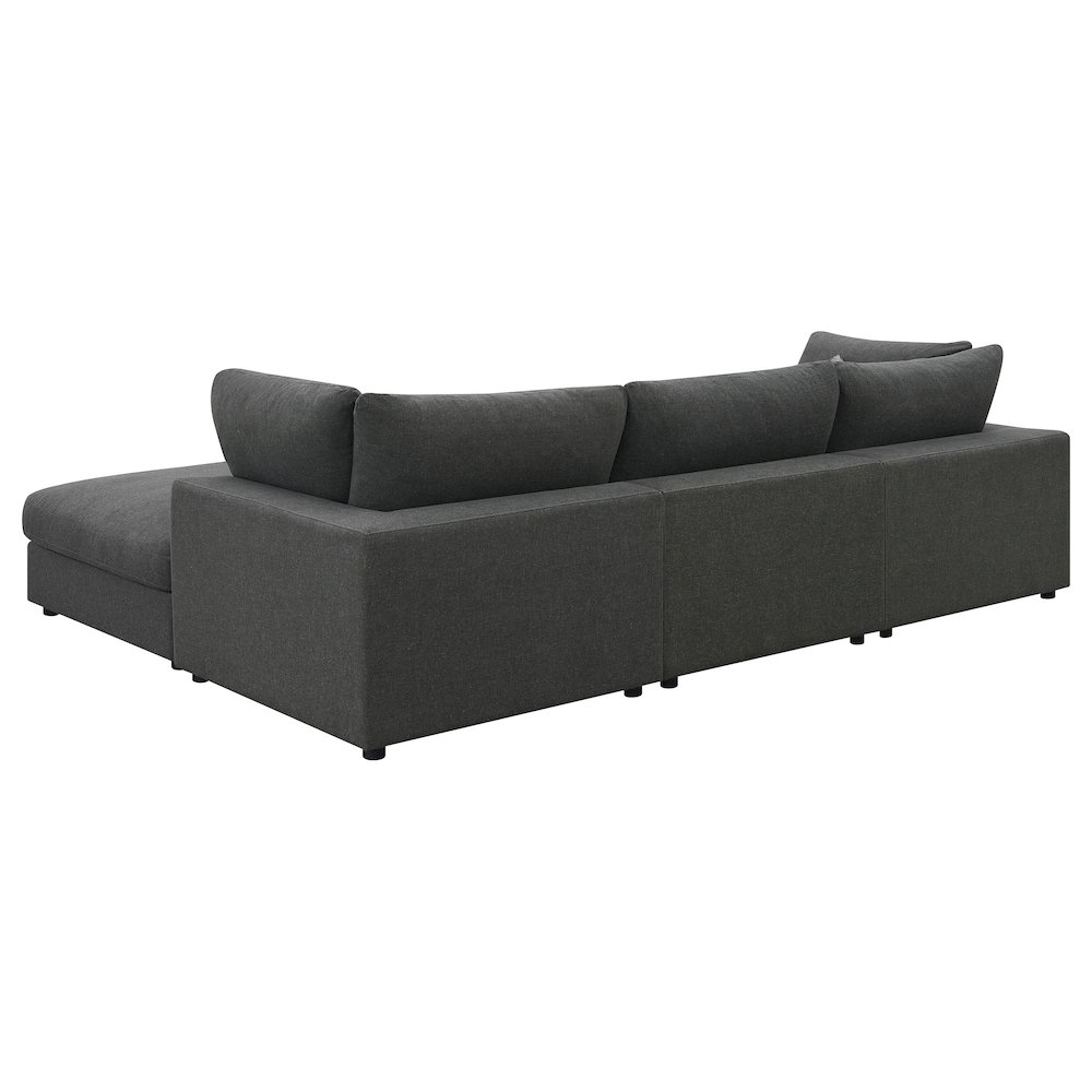 Charcoal Serene 4-piece upholstered modular sectional sofa by Start2Finish, showing plush cushions and modern design.