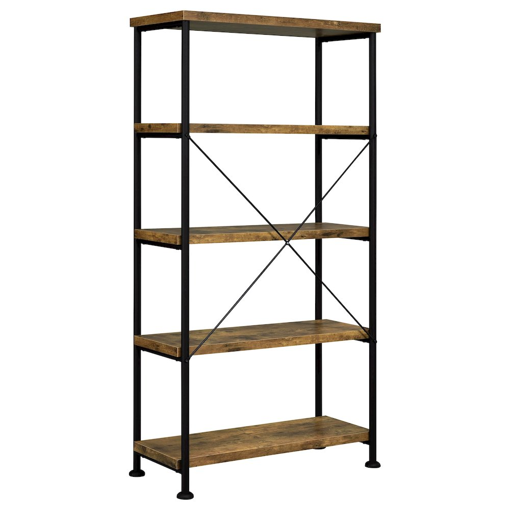 Start2Finish Analiese 63-inch rustic nutmeg 4-shelf bookshelf with wooden shelves and sturdy frame, ideal for home storage and decor.