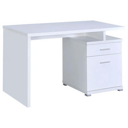 Start2Finish Irving 47-inch white office computer desk with two drawers, modern furniture for home or workspace.