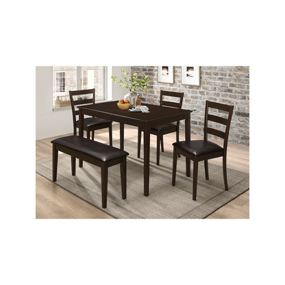 Start2Finish Guillen 5-piece rectangular dining table set in cappuccino with matching chairs and table, modern furniture for dining room.