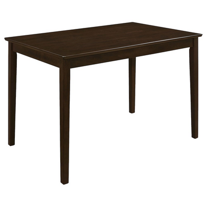 Start2Finish Guillen 5-piece rectangular dining table set in cappuccino with matching chairs and sleek wooden finish.