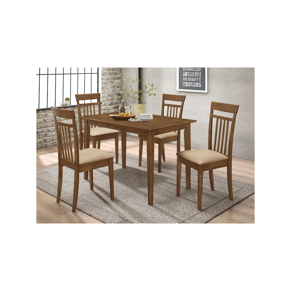 Robles 5-piece rectangular dining table set by Start2Finish with chestnut finish, showing the table and matching chairs.