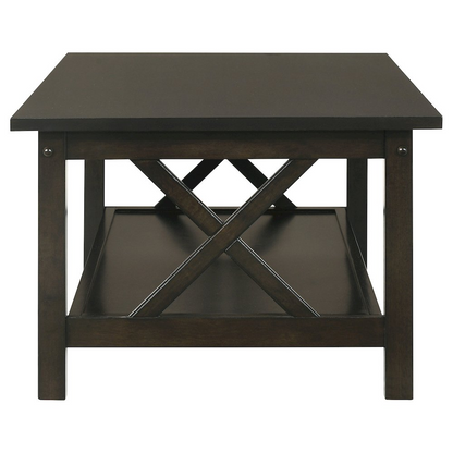 Start2Finish Rachelle 3-piece rectangular coffee table set in deep merlot finish, featuring modern wooden tables with sleek design.