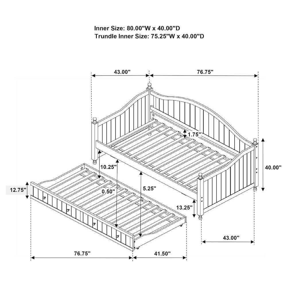 White Julie Ann Wood twin daybed with trundle, featuring a classic design and wooden frame, by Start2Finish.