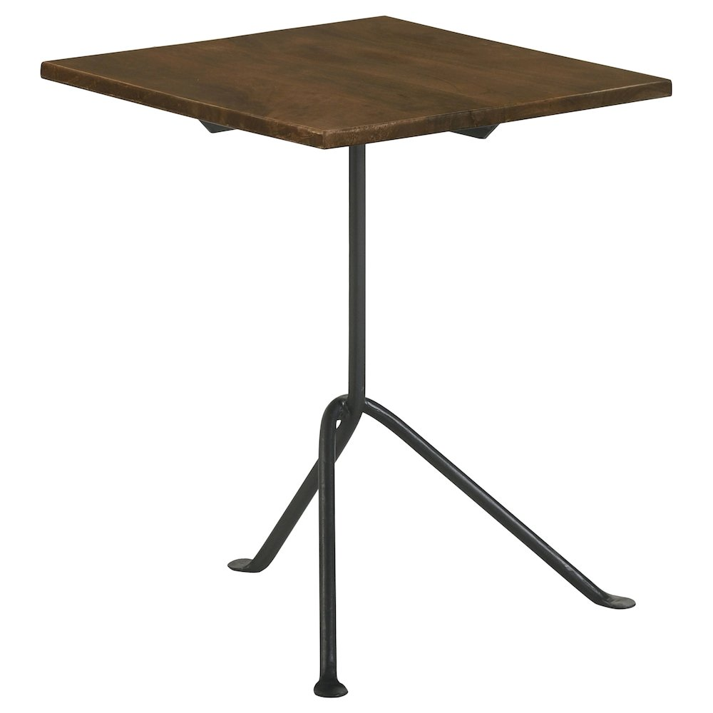 Dark brown Heitor square wood top accent side table with sleek legs, ideal for living room or bedroom decor.