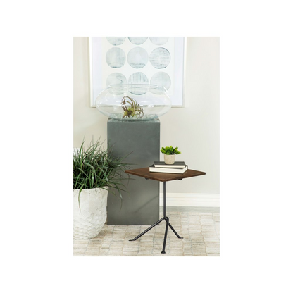 Dark brown Heitor square wood top accent side table with sleek design and sturdy legs, perfect for modern living spaces.