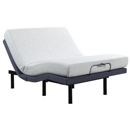 Start2Finish Clara Queen adjustable bed base in grey and black with remote control, showcasing its sleek frame and modern design.
