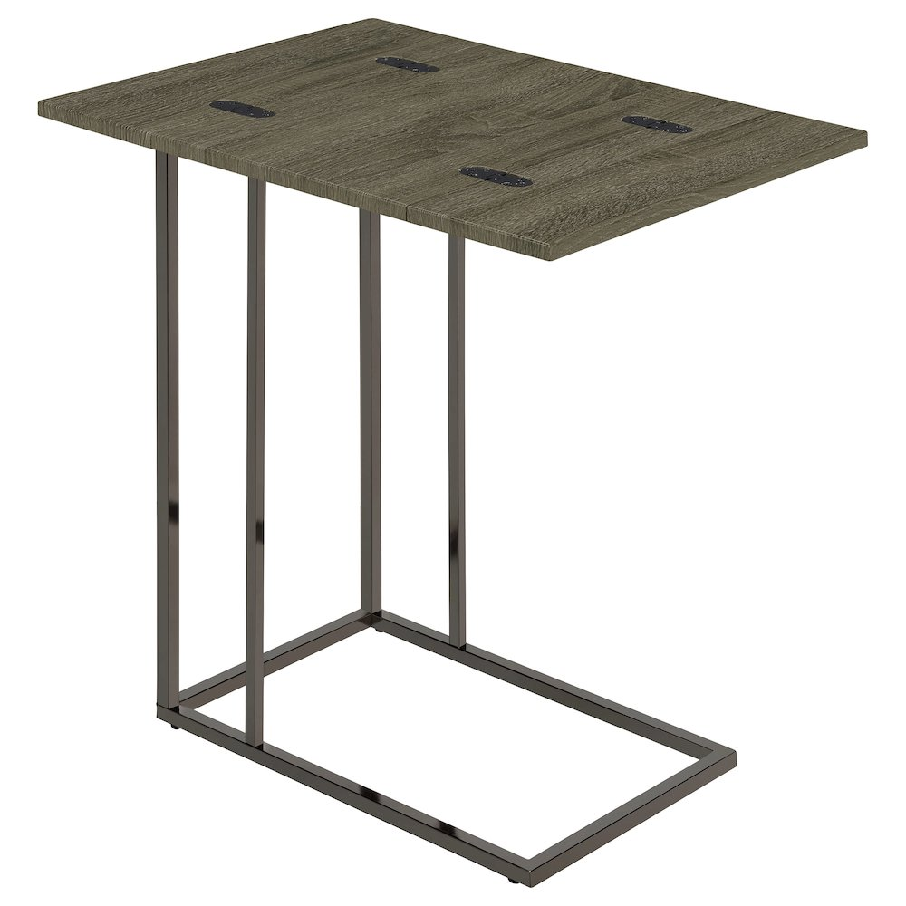 Start2Finish Pedro expandable C-shaped sofa side table in weathered grey with a modern design and compact, functional style.