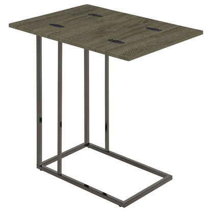 Start2Finish Pedro expandable C-shaped sofa side table in weathered grey with a modern design and compact, functional style.