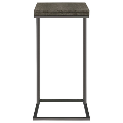 Start2Finish Pedro expandable C-shaped sofa side table in weathered grey with a sleek, modern design and functional surface.