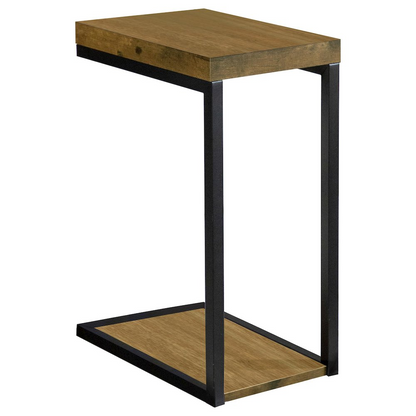 Beck Engineered Wood C-Shape Sofa Side Table in antique nutmeg with a modern design and sturdy construction.