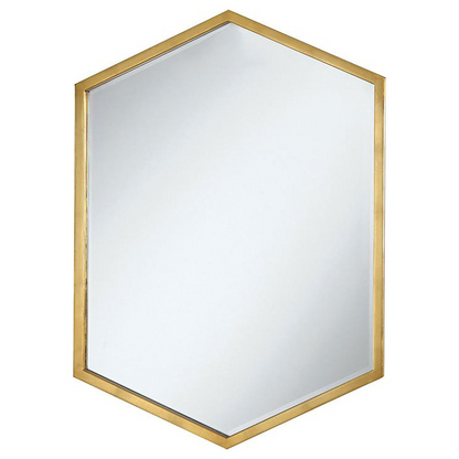 Start2Finish Bledel 24x34 inch hexagonal wall mirror in gold with a modern geometric design.
