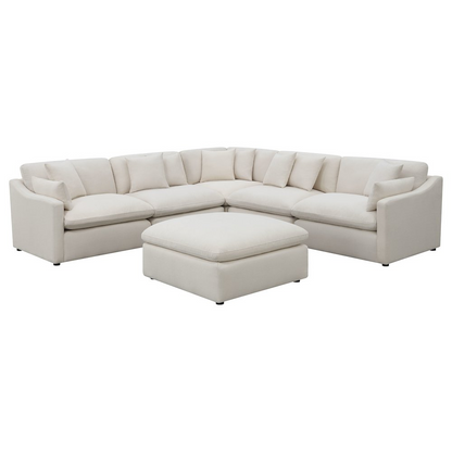 Start2Finish Hobson 6-piece ivory upholstered modular sectional sofa showcasing plush cushions and contemporary design.