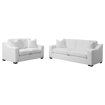 Ashlyn 2-piece upholstered sloped arm sofa set in white, featuring plush cushions and modern design by Start2Finish.