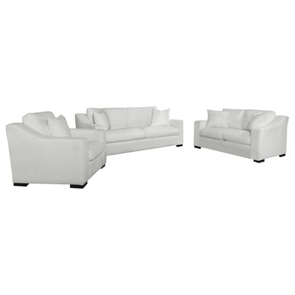 Ashlyn 3-piece upholstered sofa set with sloped arms in white fabric, including a sofa and matching chairs from Start2Finish.