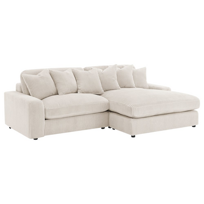 Start2Finish Blaine upholstered reversible chaise sectional sofa in sand fabric with plush cushions and modern design.