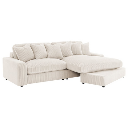 Start2Finish Blaine upholstered reversible chaise sectional sofa in sandy fabric, showing plush cushions and modern design.