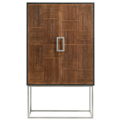 Start2Finish Borman 2-door home bar cabinet with walnut and black finish, showcasing wine storage and stylish design.