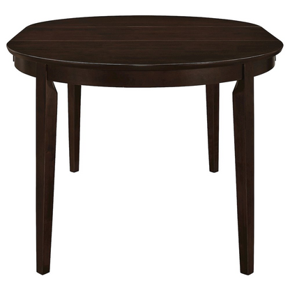 Gabriel Oval 60-inch Extension Leaf Dining Table in cappuccino finish, showing the polished wood surface and extended leaf.