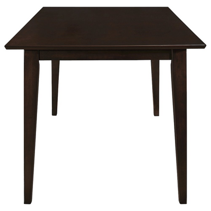 Start2Finish Gabriel rectangular 59-inch wood dining table in cappuccino finish, showcasing smooth surface and sturdy wooden construction.
