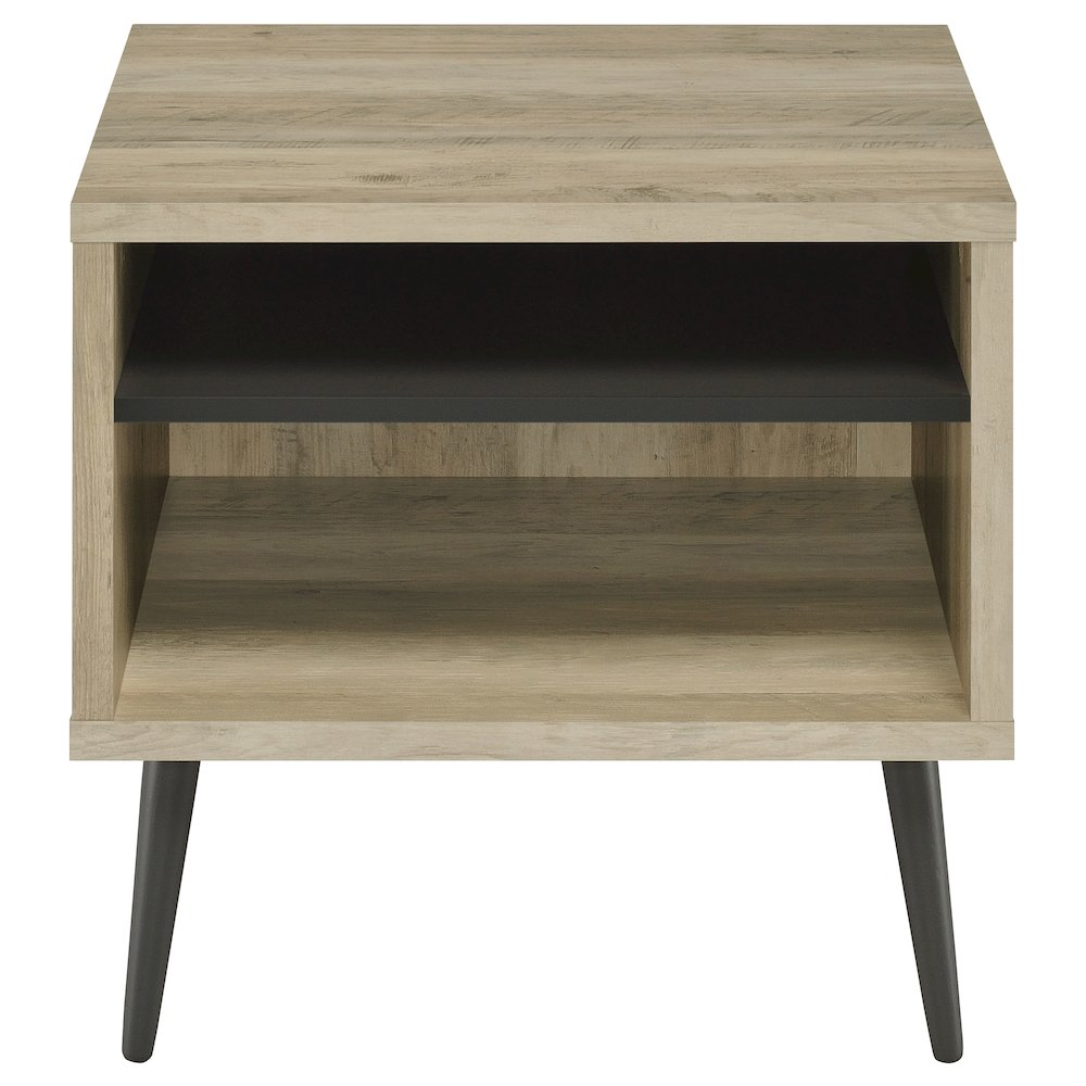 Start2Finish Welsh Square Engineered Wood Side End Table in antique pine finish, showcasing a sturdy square shape and wooden texture.