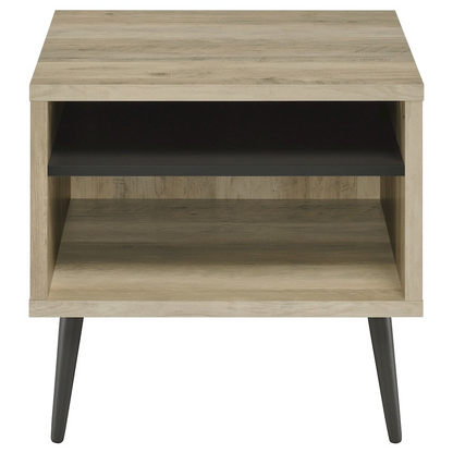 Start2Finish Welsh Square Engineered Wood Side End Table in antique pine finish, showcasing a sturdy square shape and wooden texture.