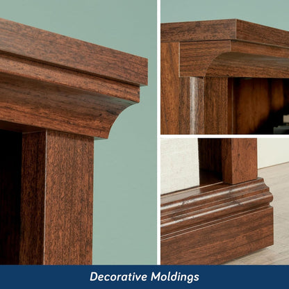 Peach Maple Washington Cherry 5-shelf bookcase with adjustable shelves, showcasing a classic wooden furniture design.